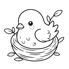 Adorable Bird doodle for kids colouring books.eps