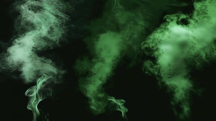 Ethereal green smoke plumes rising in the darkness are ideal for backgrounds and special effects - high quality image