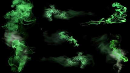 Naklejka premium Ethereal green smoke plumes rising in the darkness are ideal for backgrounds and special effects - high quality image