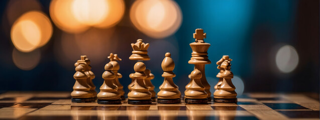 Chessboard setup with pieces, epitomizing the strategic depth of the game.