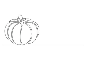 Pumpkin continuous single line drawing vector illustration. Pro vector