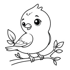 Adorable Bird for toddlers colouring page.eps