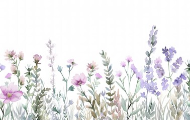 watercolor wildflower border