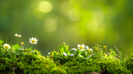 Small green tree  close up with sunlight.