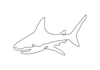 Shark fish continuous single line drawing vector illustration. Premium vector
