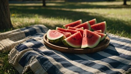 Arranged watermelon slices