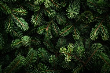 Green spruce twigs background,  Christmas or New Year concept