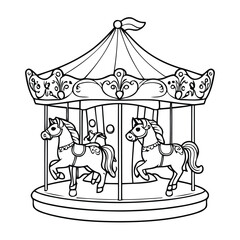 Adorable carousel doodle for kids page.eps