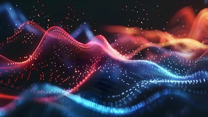 Abstract 3D lines and dots interweave in a digital audio visualizer . Concept Interactive Art, Digital Technology, Visualization, Abstract Design, Audio-Visual Integration