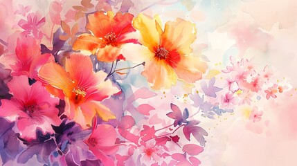 Exquisite watercolor painting of a vibrant floral bouquet. Perfect for adding a touch of elegance to any room.