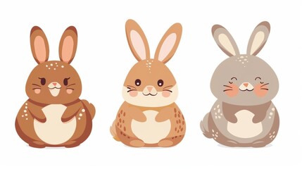 Fototapeta premium Rabbit. Flat vector illustration of cute animal. Baby nursery art.