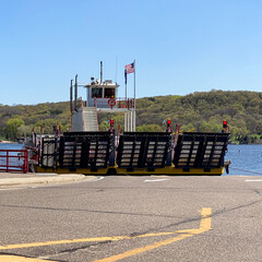 Merrimac Ferry Cab and American Flag