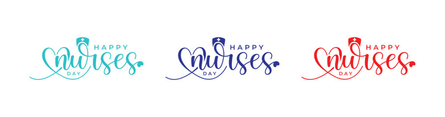 Lovely International Nurse Day Logo Design, 12th May International Nurses Day, love heart, nurse hat with nurses vector modern logo design template