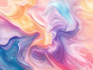 A vibrant abstract design with swirling waves in hues of pink, orange, blue, and purple, creating a flowing, dynamic visual composition.