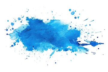 Abstract Blue Ink Splash Design Isolated on White Background

