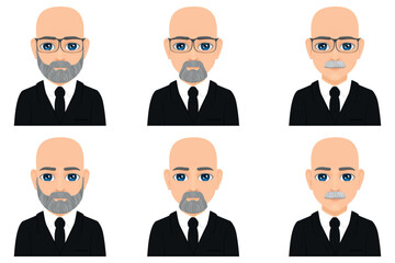 portrait of bald old man in suit set