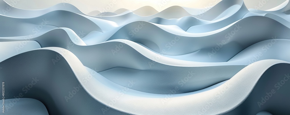 Poster geometric volumetric background with wavy elements, demonstrating the elasticity and fluidity of mat