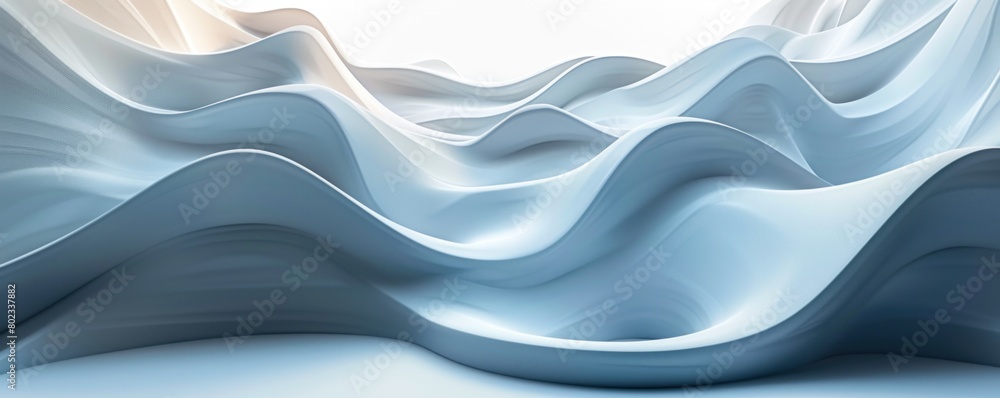 Poster geometric volumetric background with wavy elements, demonstrating the elasticity and fluidity of mat