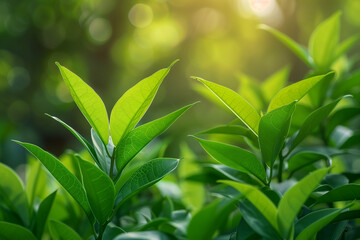 Fototapeta premium green tea leaves background