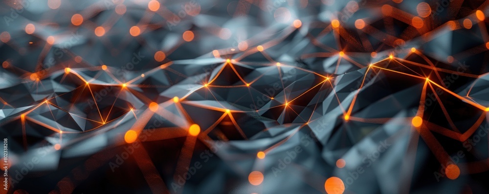 Aufkleber futuristic composition blending minimalistic polygons with vivid light.