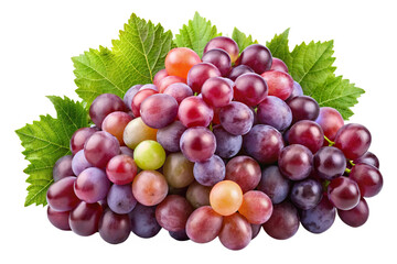 Isolated Bunch of Grapes: A bunch of ripe grapes isolated on a transparent background, showcasing...