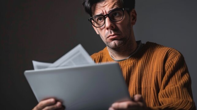 Concerned Man with Documents