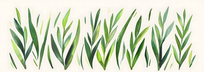 Obraz premium watercolor, grass clipart, vector style, white background