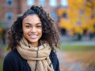 Portrait of a young woman in college