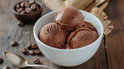 ball coffee chocolate ice cream in a bowl