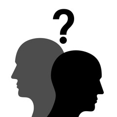 Human Head with Question Mark. Vector Illustration.