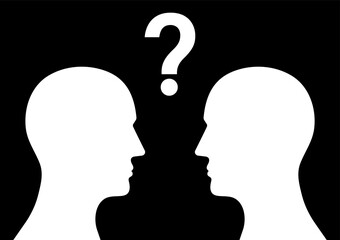 Human Head with Question Mark. Vector Illustration.