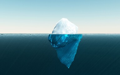 Iceberg view. A concept of Global Warming and hidden danger