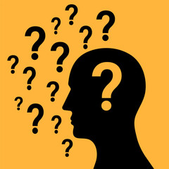 Human Head with Question Mark. Vector Illustration.