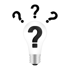 Question Mark in Lightbulb. Question and Answer, Brainstorm or Business Solution Concept. Vector Illustration. 