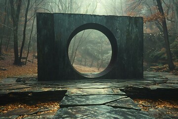  render of an abstract background with a tunnel in the forest