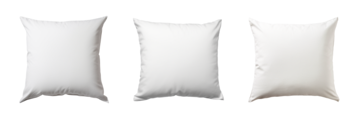 Set of white blank cushion pillow covers for mockup design isolated transparent background