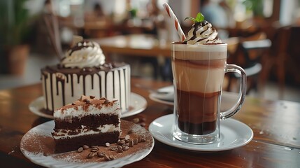 chocolate milk coffee and cake snacks