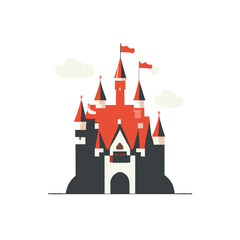 enchanting kingdom castle, vector illustration flat 2