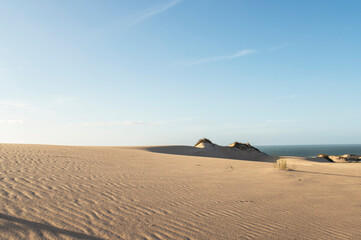 Sand dunes on the beach near the Atlantic ocean in Portugal