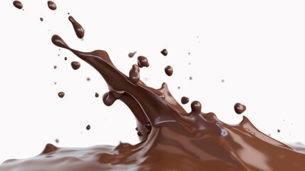 Dynamic Chocolate Splash on White Background
