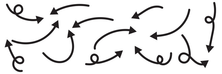 Set of Hand drawn vector arrows doodle on white background. design element vector illustration.