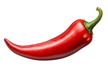 Isolated Red Chili Pepper: A vibrant red chili pepper isolated on a transparent background, showcasing its spicy flavor and versatile use in culinary recipes, ideal for Mexican cuisine illustrations 