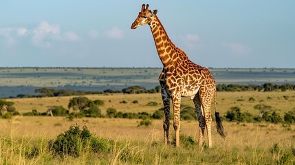 Obraz premium Giraffe in masai mara in wildlife