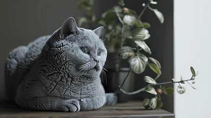 Grey british sort hair cat