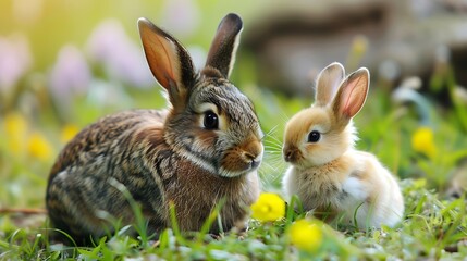 Fototapeta premium Here are rabbit bunny and chick