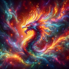 Fusion flare dragon Abstract Colorful Shape of vibrant hues and dynamic Background