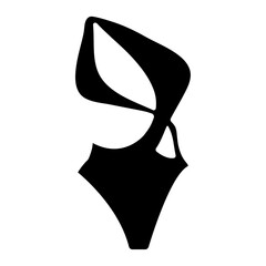 Black silhouette swimsuit isolated on white flat icon for apps, webs, stickers