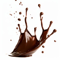 Dynamic Chocolate Splash on White Background