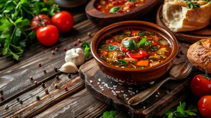 The cuisine of Belarus. Solyanka soup in Belarusian. 