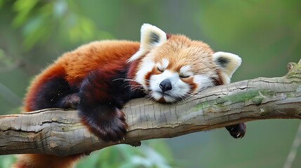 Sleeping Red Panda Funny cute animal image